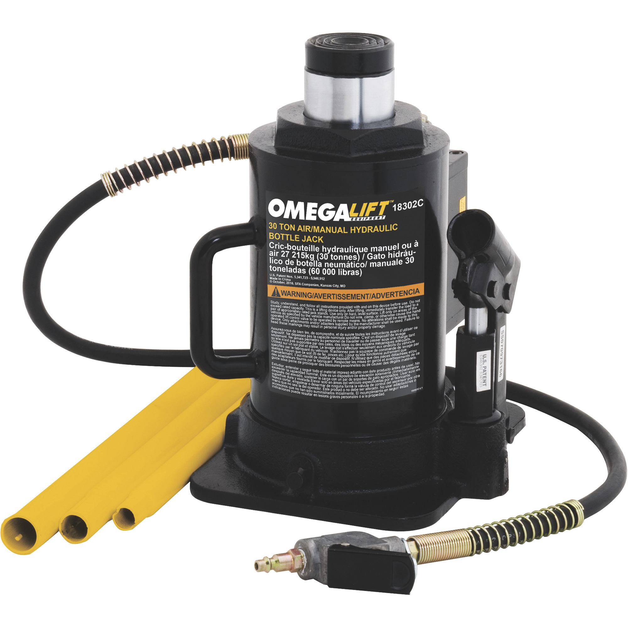 Omega 30Ton Hybrid Air/Manual Bottle Jack, Model 18302C Northern Tool